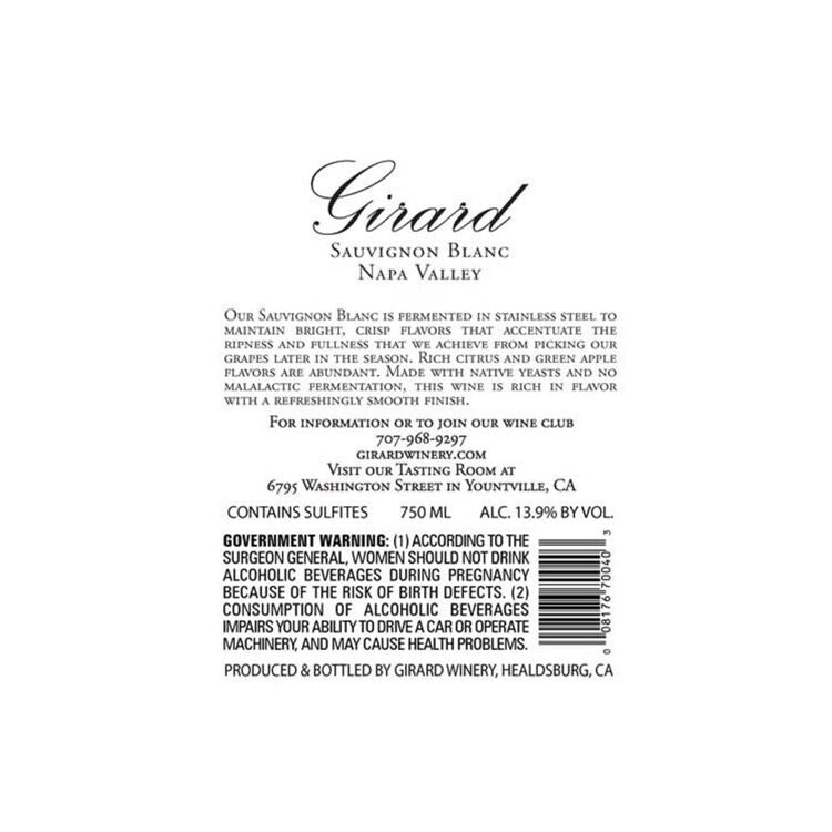 Girard Sauvignon Blanc Napa Valley 2022 - 750ML