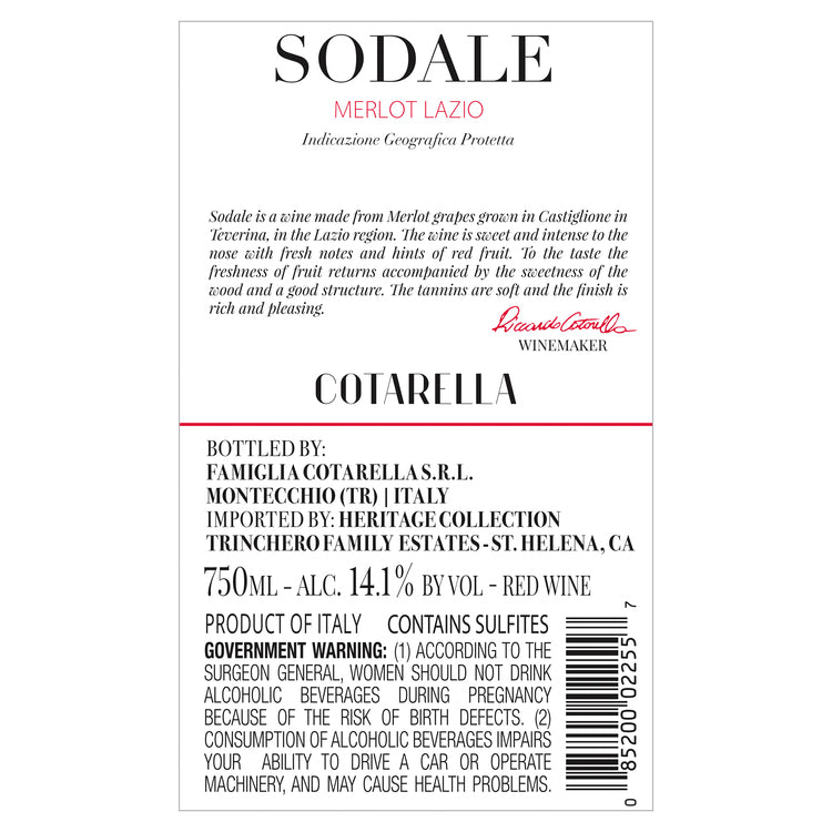Famiglia Cotarella Merlot Di Lazio Sodale 2018 - 750ML
