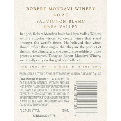 Robert Mondavi Winery Sauvignon Blanc Napa Valley 2022 - 750ML