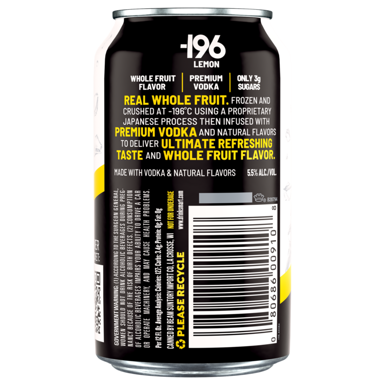 -196 Lemon Vodka Seltzer Cocktail 11 - 355ML (Case) - Back