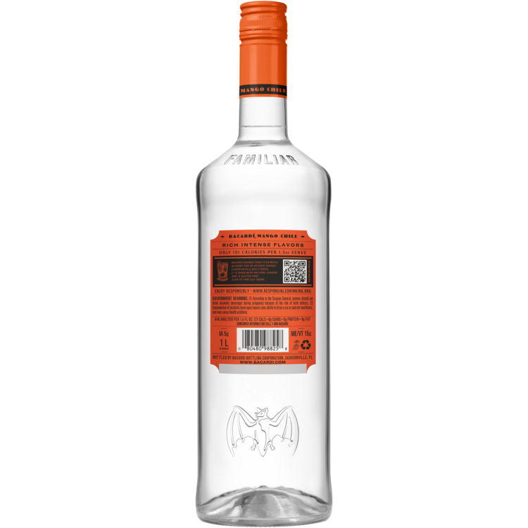 Bacardi Mango Chile Flavored Rum 70 - 1.0L - Back
