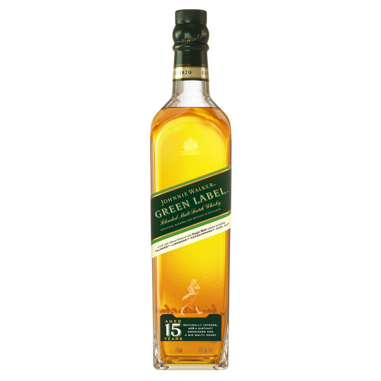 Johnnie Walker Blended Malt Scotch Green Label 15 Yr 86 - 750ML - Front