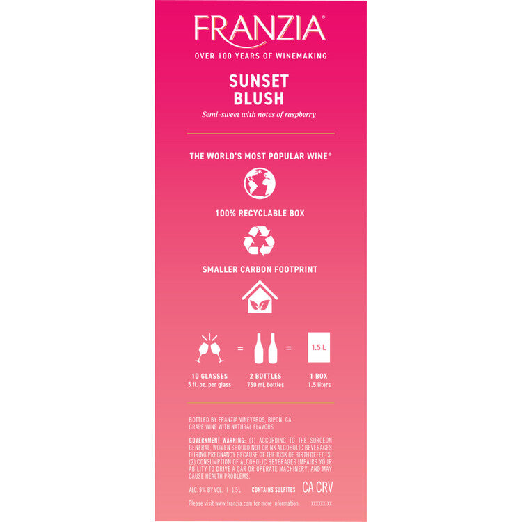 Franzia Sunset Blush American - 1.5L - Back