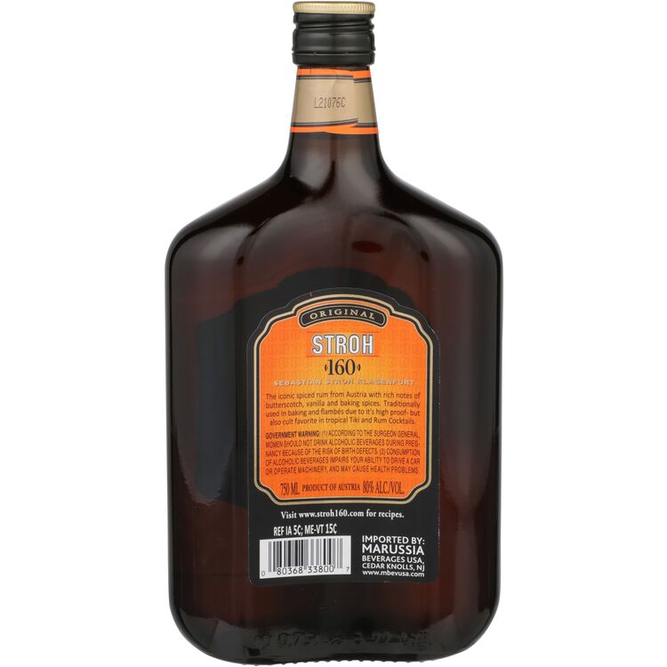 Stroh Spiced Rum 80 Original 160 - 750ML - Back