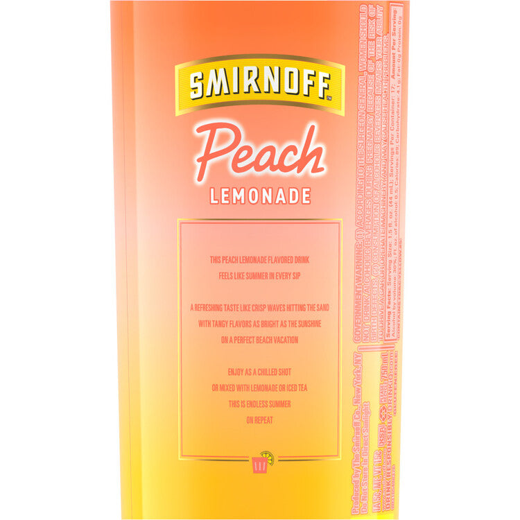 Smirnoff Peach Lemonade Flavored Vodka 60 - 750ML - Back Label