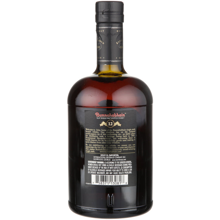 Bunnahabhain Single Malt Scotch 12 Yr 92.6 - 750ML - Back