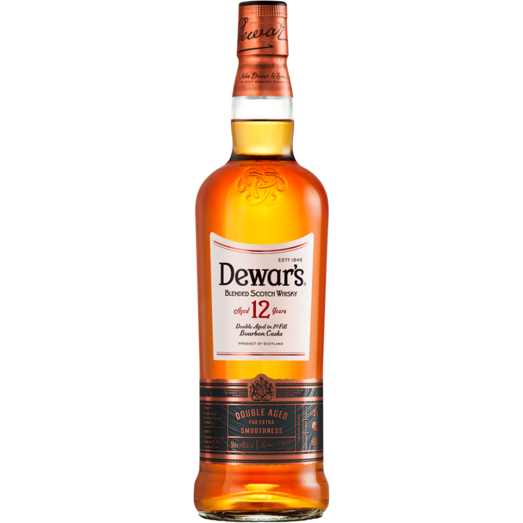 Dewar's Blended Scotch Double Aged 1st Fill Bourbon Casks 12 Yr 80 - 750ML - Front