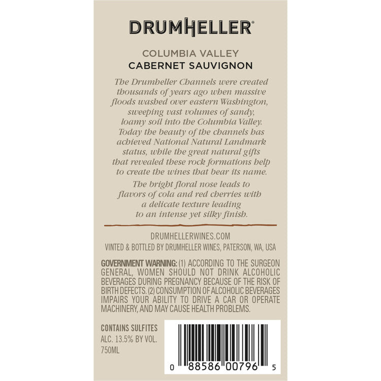 Drumheller Cabernet Sauvignon Columbia Valley - 750ML - Back Label