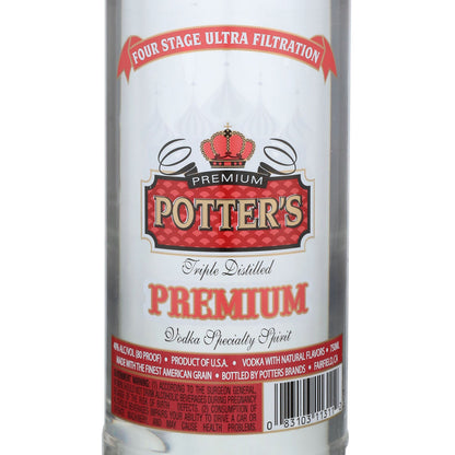 Potter's Vodka 80 - 750ML - Front Label
