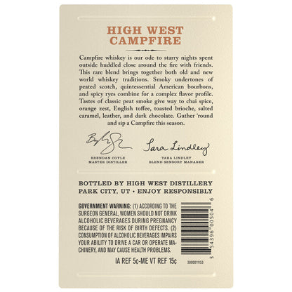 High West Campfire Whiskey A Blend Of American & Scottish Whiskies 92 - 750ML