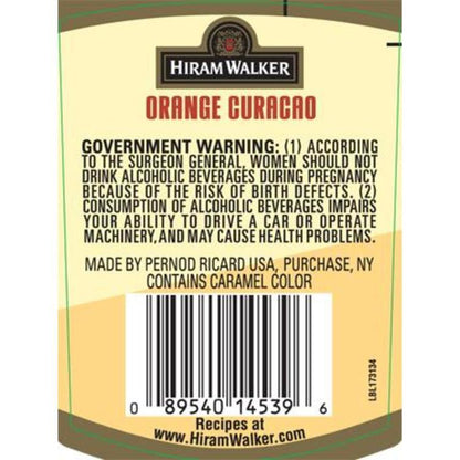 Hiram Walker Curacao Orange 30 - 1.0L - Back Label