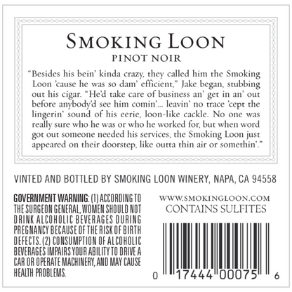 Smoking Loon Pinot Noir California - 750ML - Back Label