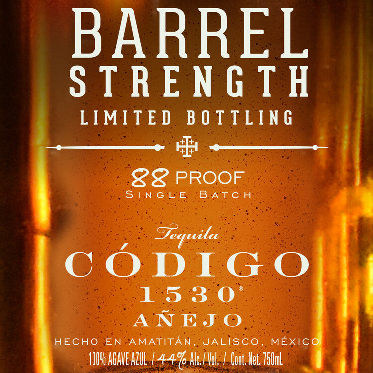 Codigo 1530 Tequila Anejo Barrel Strength 2 Yr 88 - 750ML - Front Label