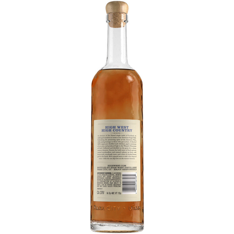 High West American Single Malt Whiskey High Country Limited Release 88 - 750ML - Back