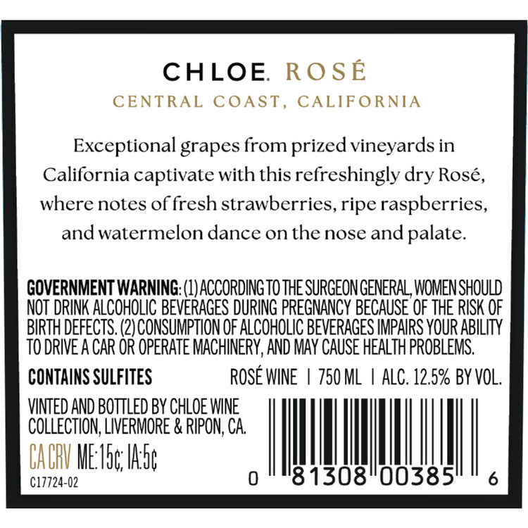 Chloe Rose Wine Central Coast - 750ML - Back