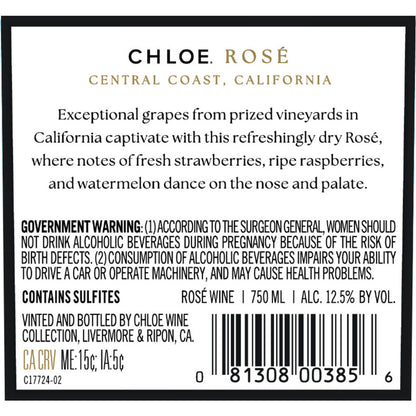 Chloe Rose Wine Central Coast - 750ML - Back