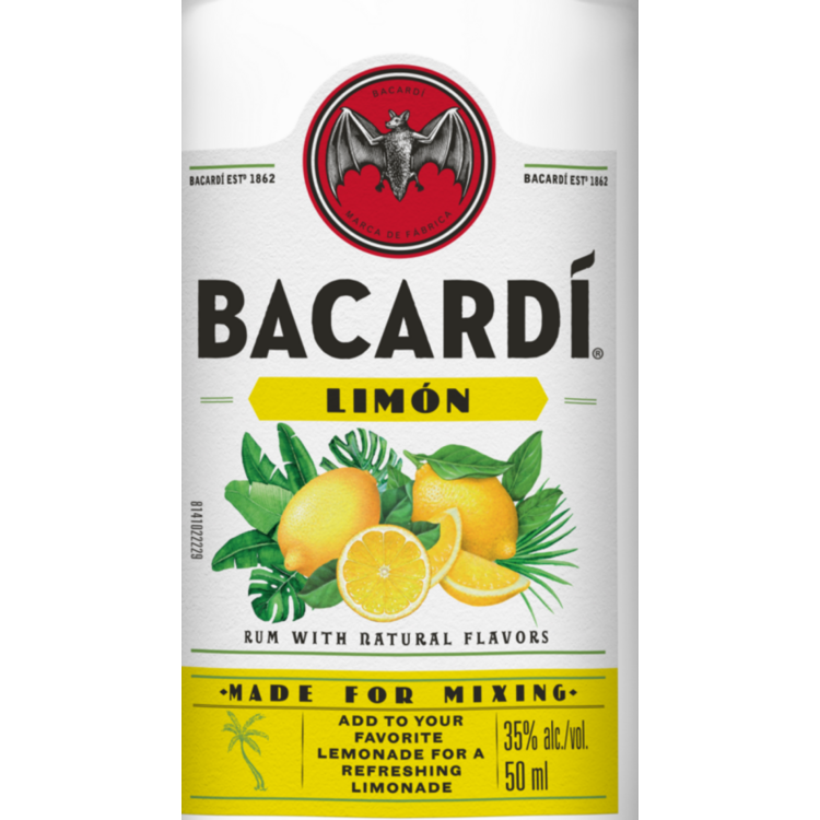 Bacardi Citrus Flavored Rum Limon 70 - 50ML - Front Label
