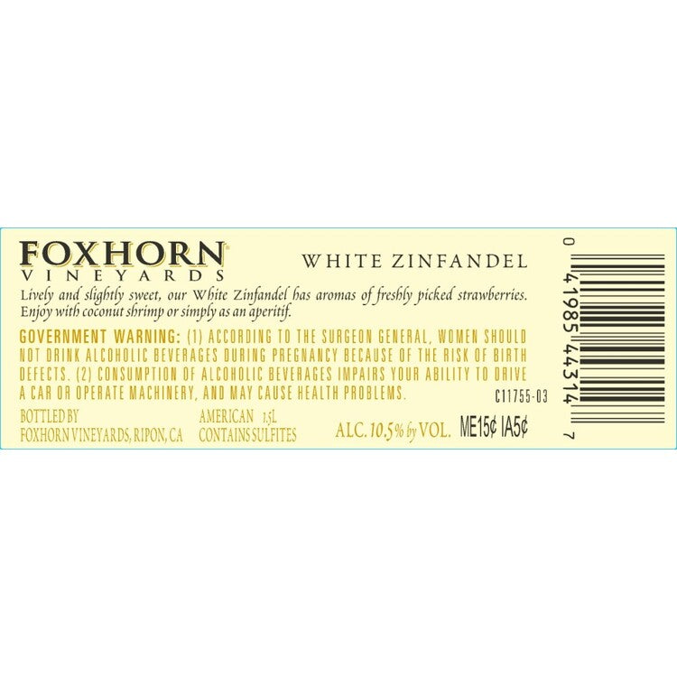 Foxhorn White Zinfandel California - 1.5L