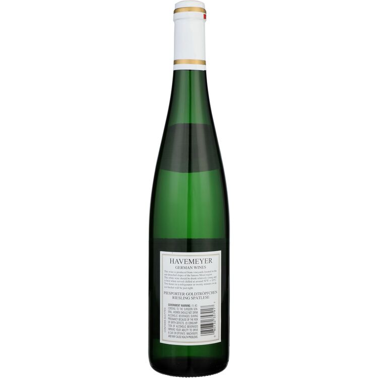 Havemeyer Riesling Spatlese Piesporter Goldtropfchen - 750ML - Back