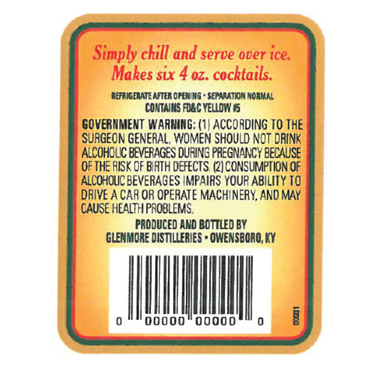 Chi-Chi's Margarita 20 - 750ML - Back Label