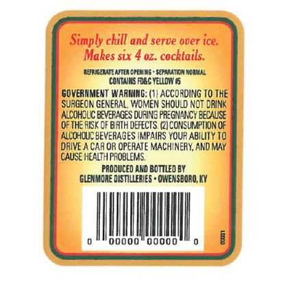 Chi-Chi's Margarita 20 - 750ML - Back Label