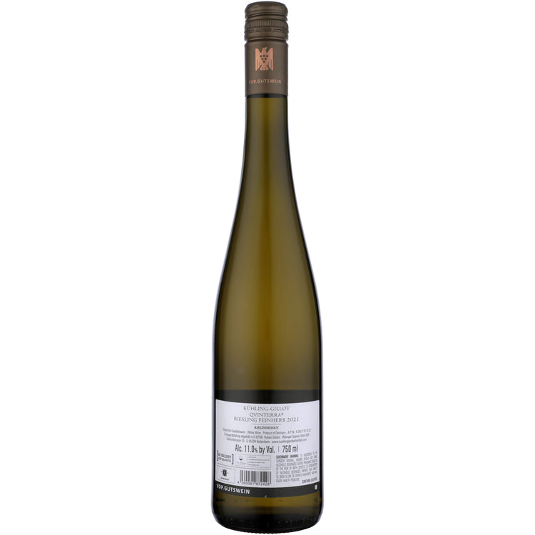 Kuhling Gillot Riesling Feinherb Qvinterra Rheinhessen 2021 - 750ML - Back