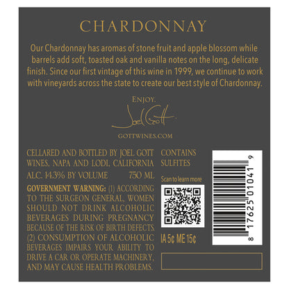 Joel Gott Chardonnay Barrel-Aged Limited Release California 2021 - 750ML