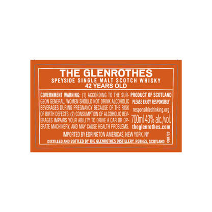 The Glenrothes Single Malt Scotch 42 Yr 86 - 700ML - Back Label
