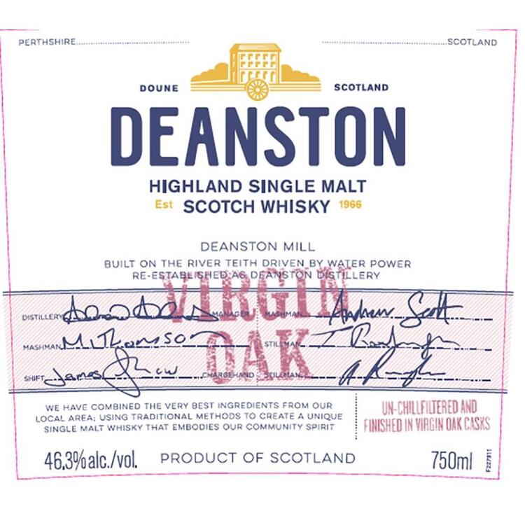 Deanston Single Malt Scotch Finished In Virgin Oak 92.6 - 750ML - Front Label