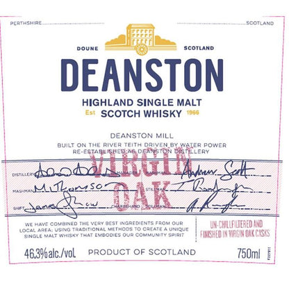 Deanston Single Malt Scotch Finished In Virgin Oak 92.6 - 750ML - Front Label