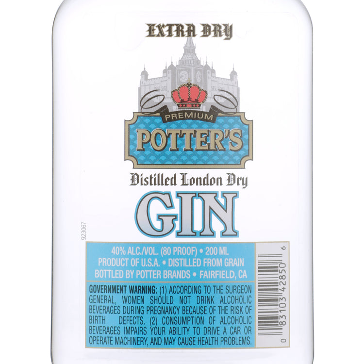 Potter's London Dry Gin 80 - 200ML - Front Label