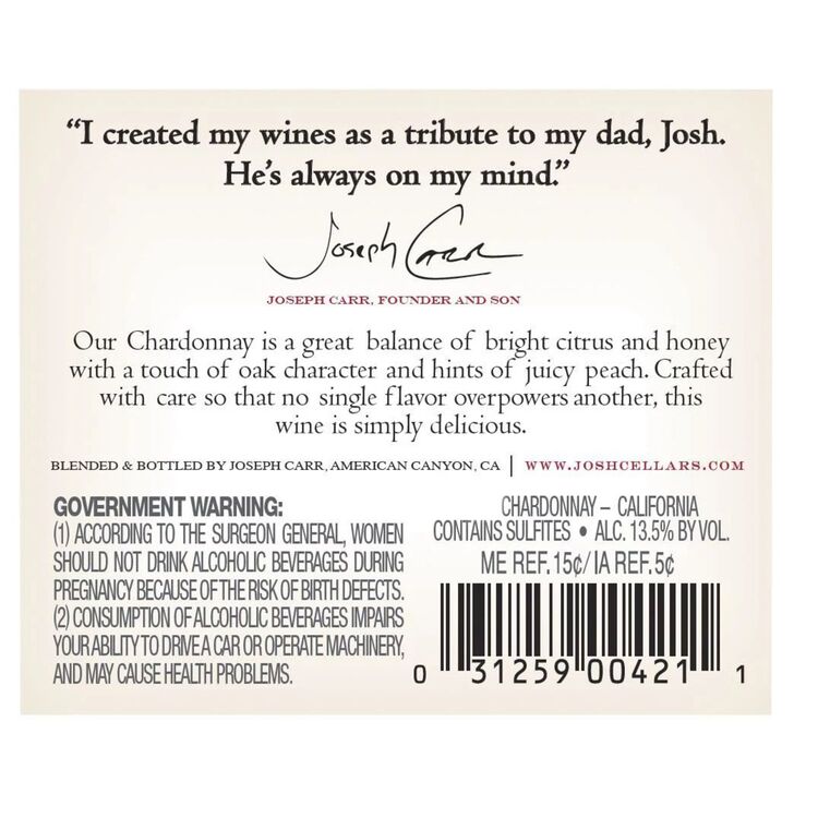 Josh Cellars Chardonnay California - 375ML