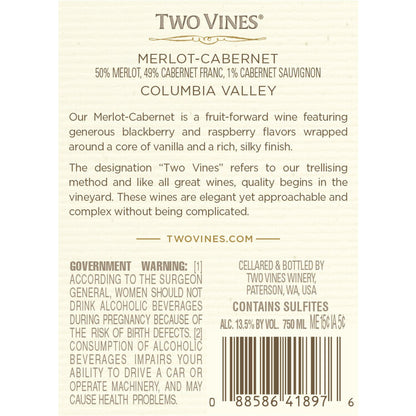 Two Vines Red Blend Columbia Valley - 750ML - Back Label