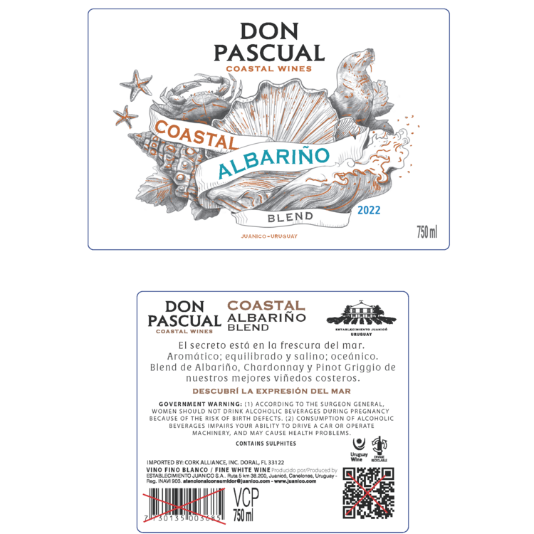Don Pascual Albarino Coastal White Juanico - 750ML - Front Label
