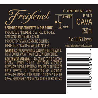 Freixenet Cava Extra Dry Cordon Negro - 750ML - Back Label