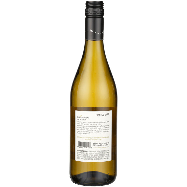 Simple Life Chardonnay California - 750ML - Back