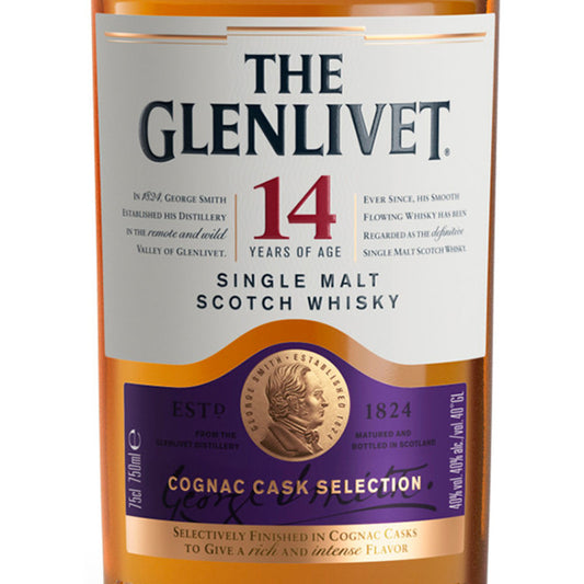The Glenlivet Single Malt Scotch Cognac Cask Selection 14 Yr 80 With C - 750ML - Front Label