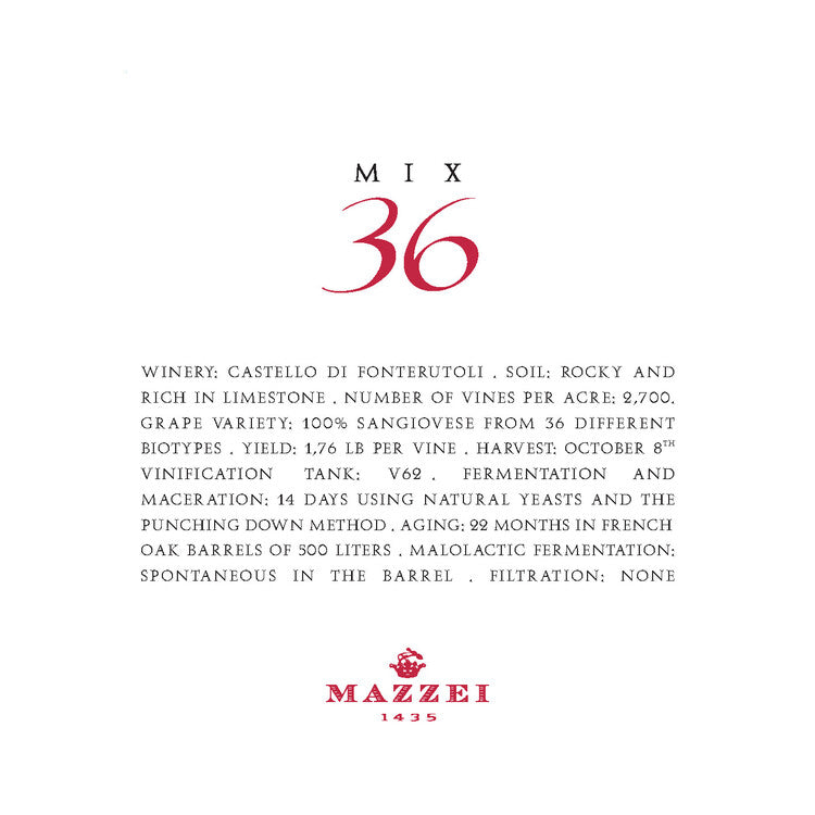 Mix 36 Sangiovese Di Toscana 2015 Wood Box - 750ML - Front Label