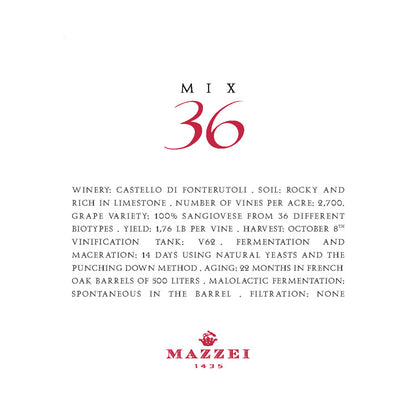 Mix 36 Sangiovese Di Toscana 2015 Wood Box - 750ML - Front Label