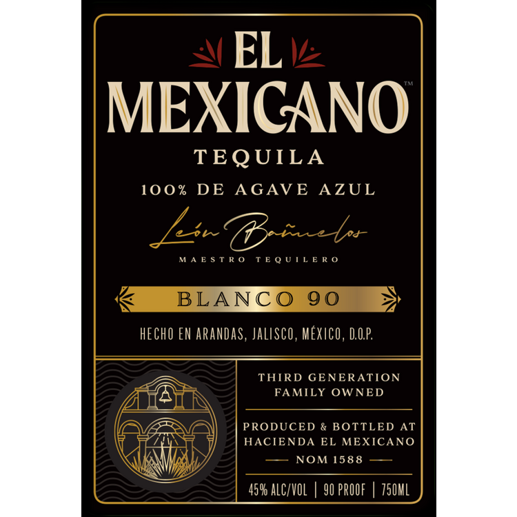El Mexicano Tequila Blanco 90 - 750ML - Front Label
