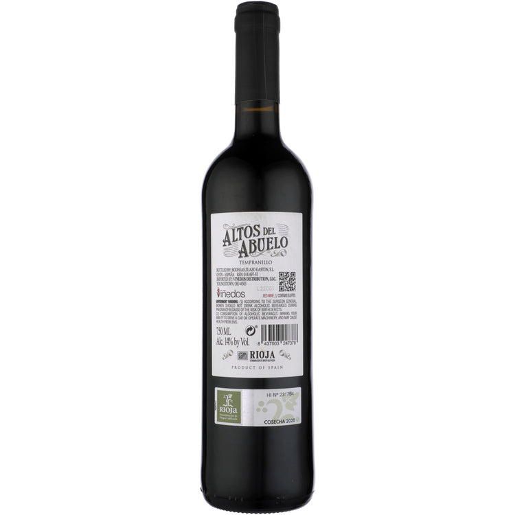 Altos Del Abuelo Rioja 2020 - 750ML - Back