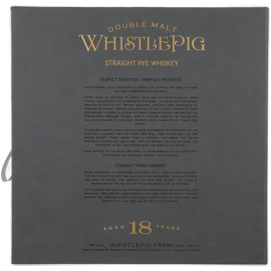 Whistlepig Straight Rye Whiskey Double Malt 18 Yr 92 - 750ML - Back