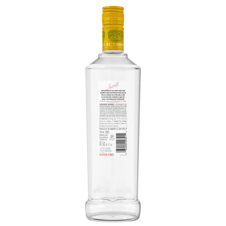 Smirnoff Vodka Citrus Flavored 60 - 750ML - Back