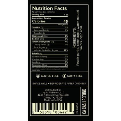 Liquid Alchemist Peach Syrup - 375ML - Back Label