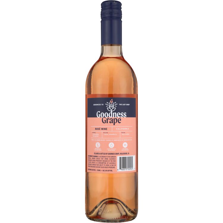 Goodness Grape Rose 85 Calories Per Serving California 2020 - 750ML - Back