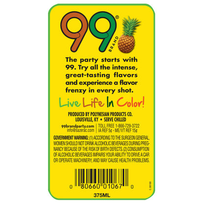99 Brand Pineapple Schnapps 99 - 375ML - Back Label
