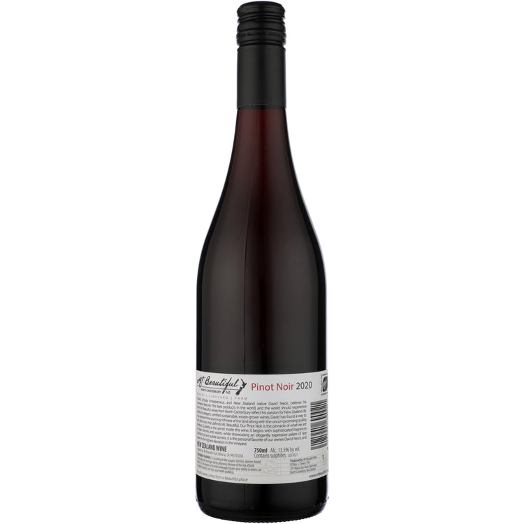 Mt. Beautiful Pinot Noir North Canterbury 2020 - 750ML - Back