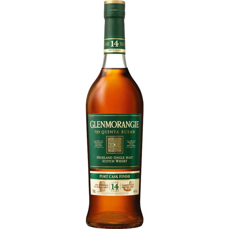 Glenmorangie Single Malt Scotch The Quinta Ruban 14 Yr 92 W/ Gift Box - 750ML - Front Label