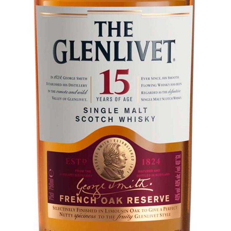 The Glenlivet Single Malt Scotch The French Oak Reserve 15 Yr 80 With - 750ML - Front Label
