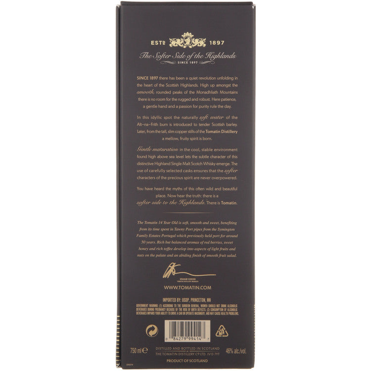 Tomatin Single Malt Scotch Port Casks 14 Yr 92 - 750ML - Back